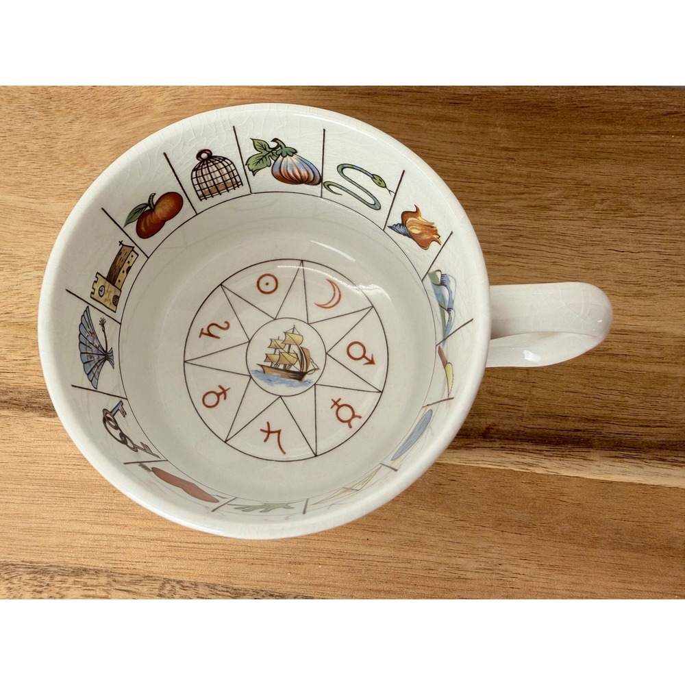 Jon Anton Taltos Fortune Telling Teacup Ironstone White Vintage Mystical Symbols - Picture 2 of 11